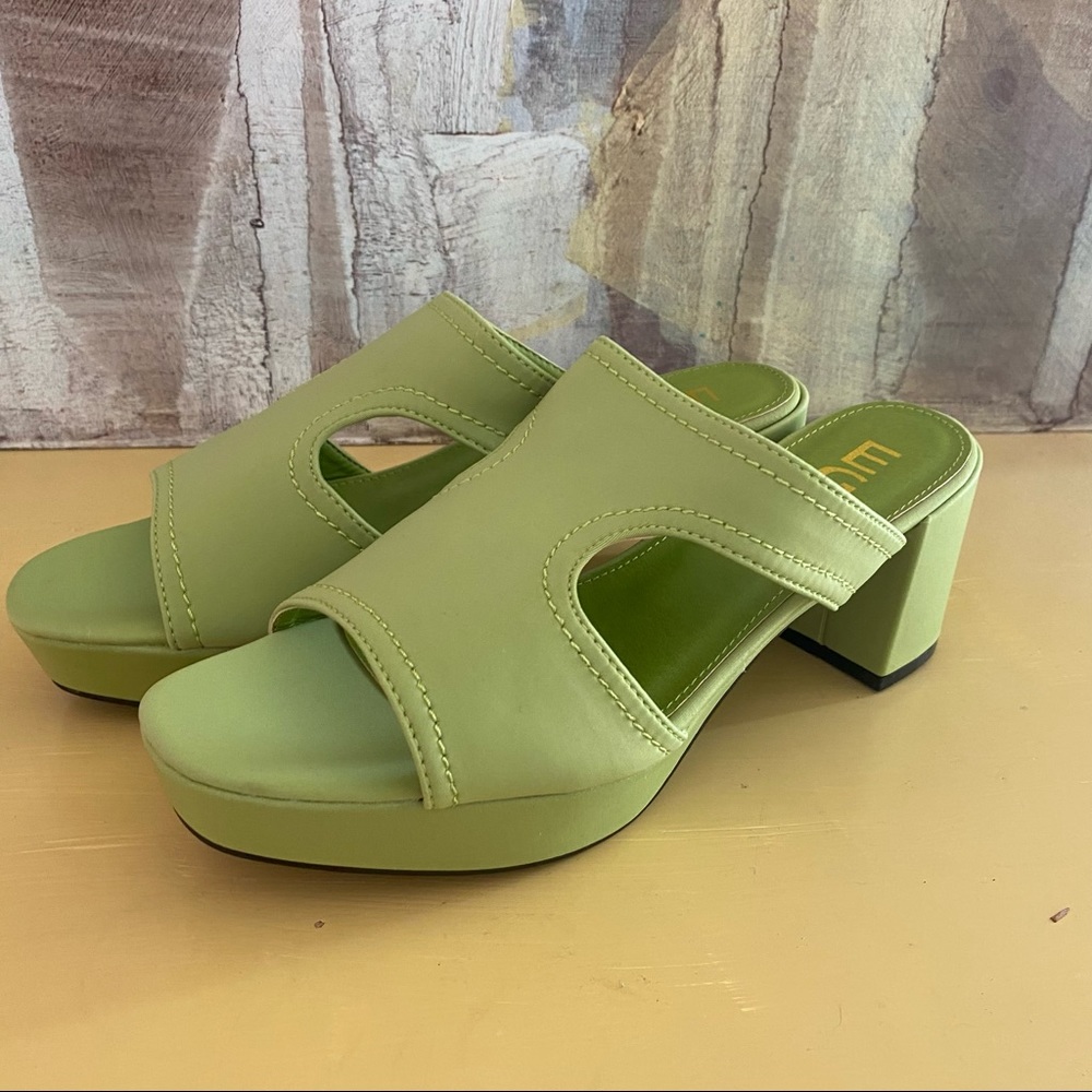 EGO green heeled mules brand new